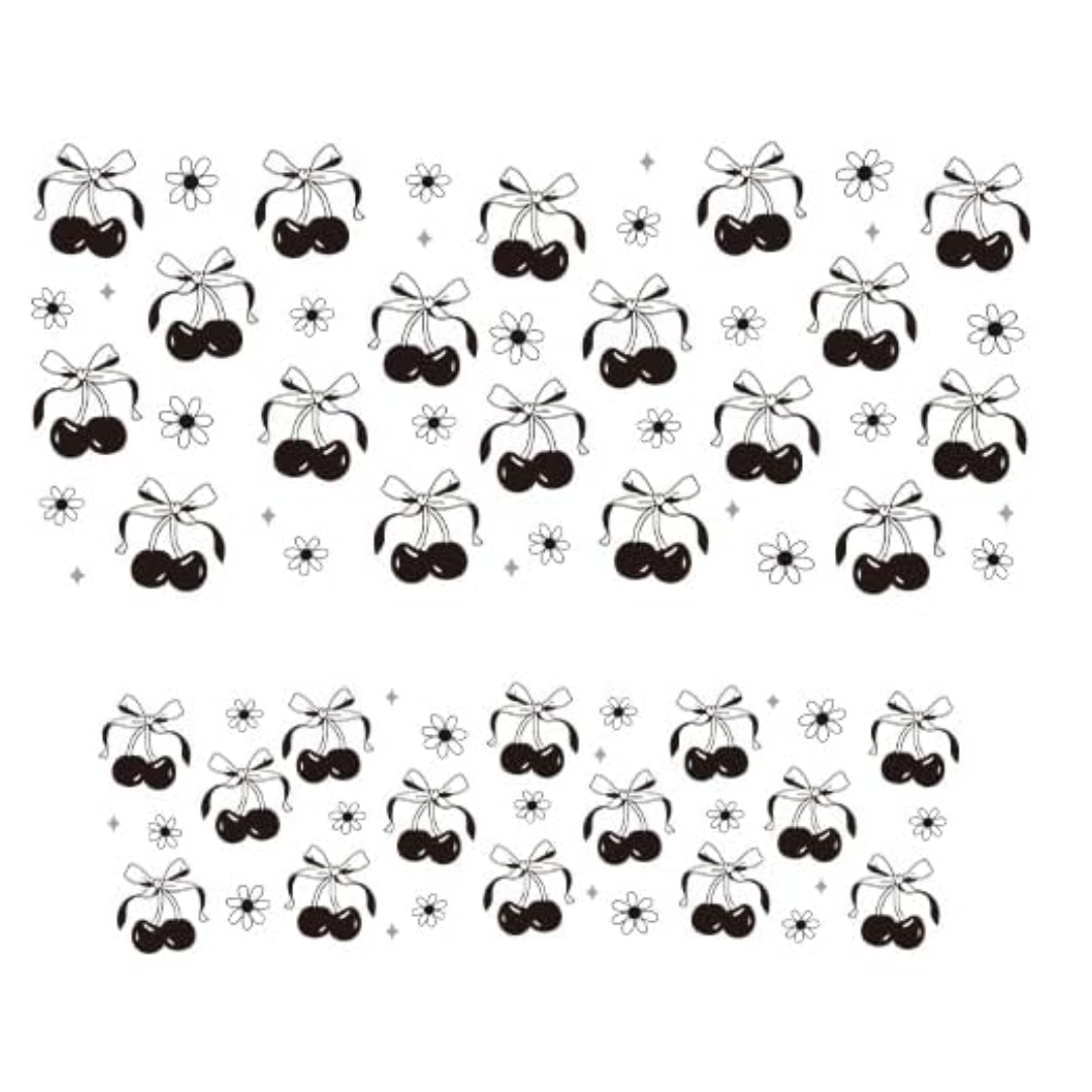 B&W Cherries & Daises Decal