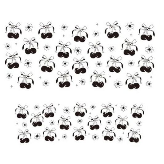 B&W Cherries & Daises Decal