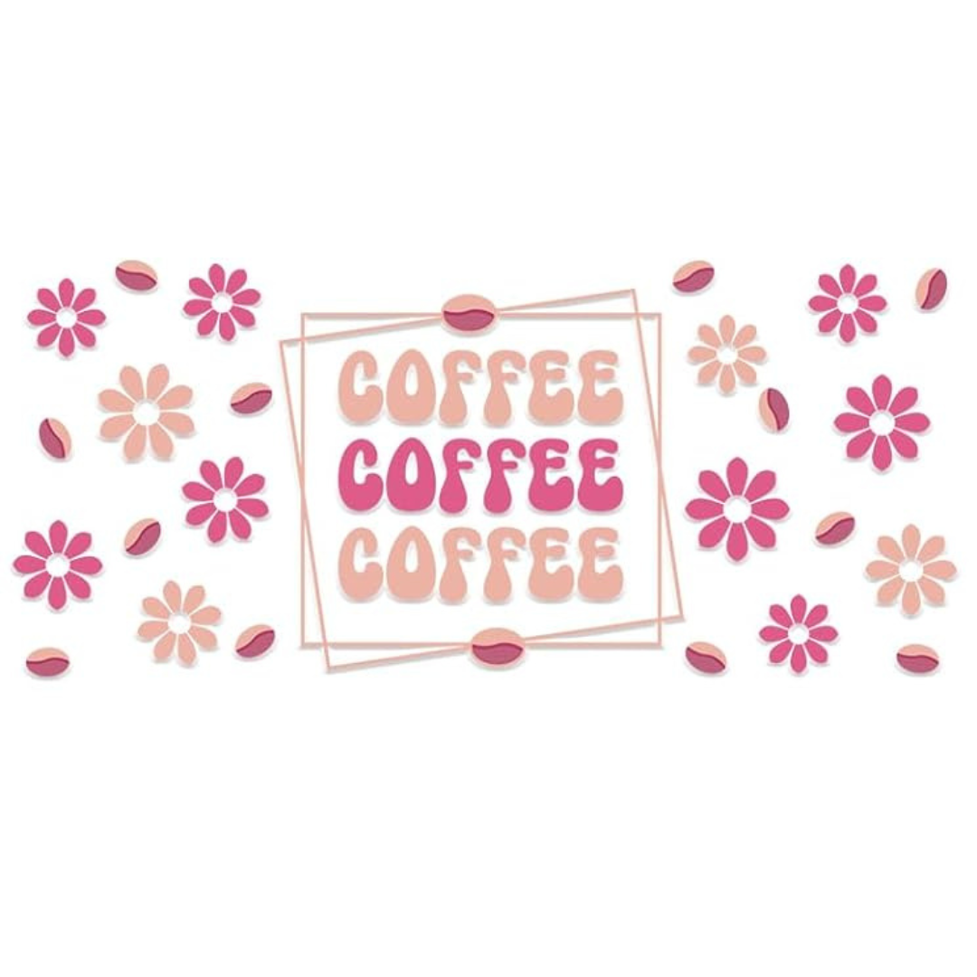 Pink Coffee + Floral Decal