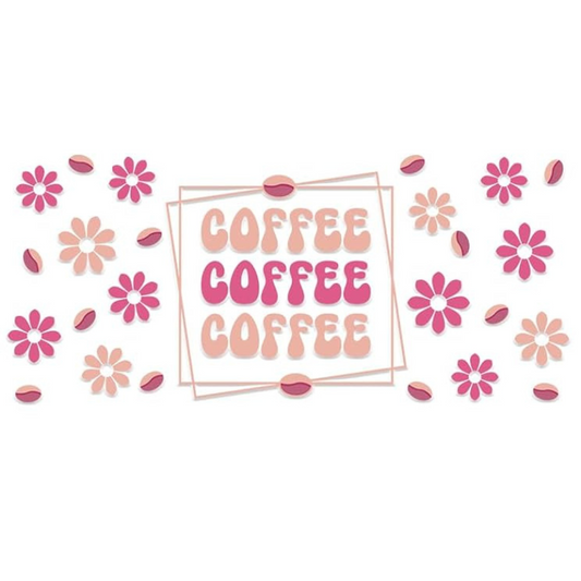 Pink Coffee + Floral Decal